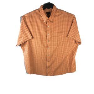 Van Heusen Men's 3XL Short Sleeve Button Up Brown Check Cotton Blend Shirt A23